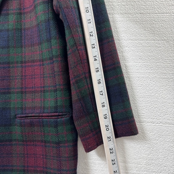 Vintage Dumas Wool Plaid Blazer Burgundy Green Tartan Jacket large Academia - Picture 9 of 11